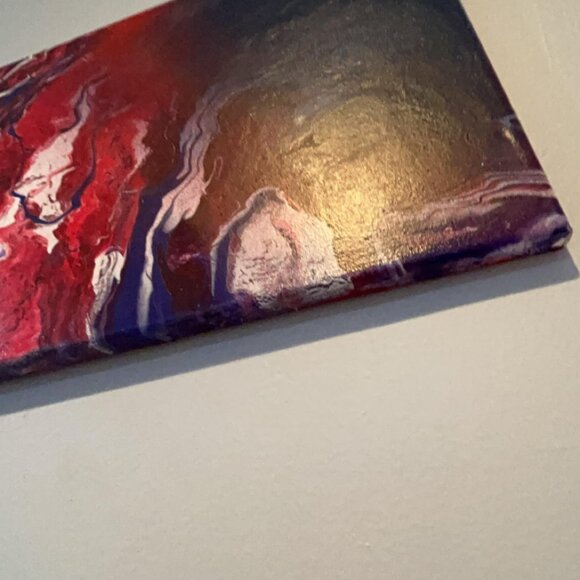 OOAK Original Handmade Abstract Red White and Blue Abstract on Canvas - Picture 4 of 5